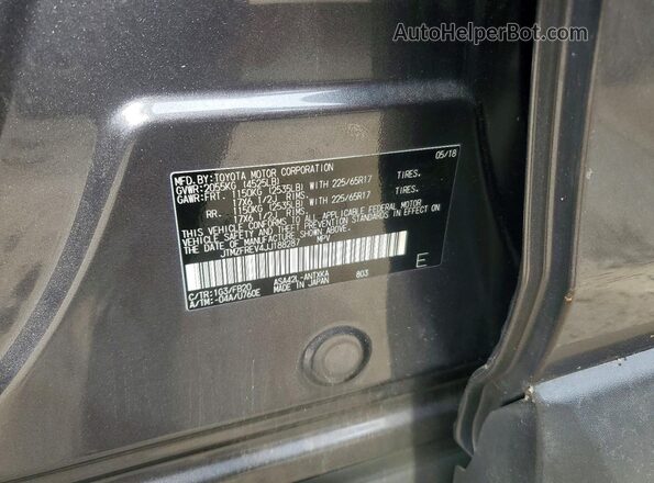 JTMZFREV4JJ188287 2018 TOYOTA RAV4 Gray Widok naklejki z numerem VIN