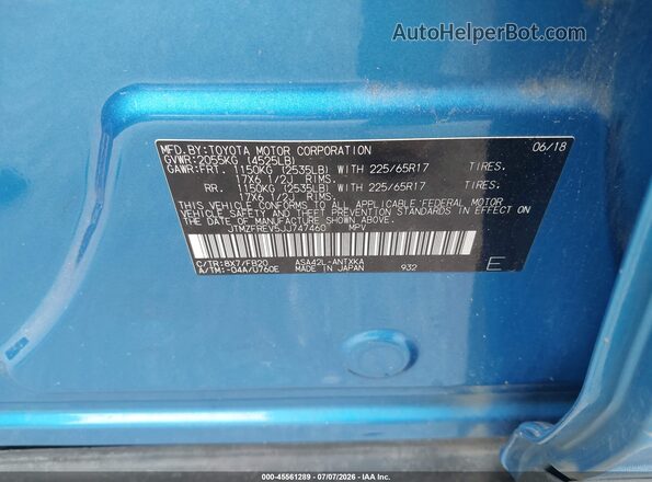 JTMZFREV5JJ747460 2018 TOYOTA RAV4 Blue Вид підкапотного простору