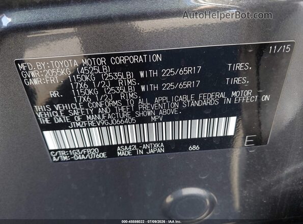 JTMZFREV9GJ066405 2016 TOYOTA RAV4 Gray Engine compartment view