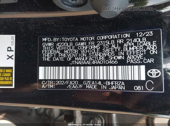 JTNABAAE4RA010466 2024 TOYOTA GR COROLLA Black ძრავის განყოფილების ხედი
