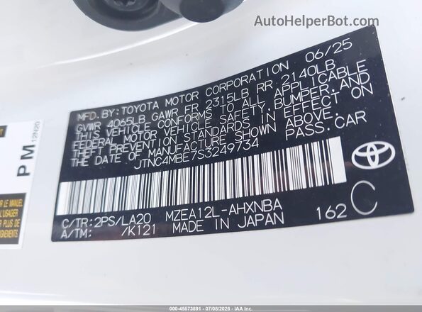 JTNC4MBE7S3249734 2025 TOYOTA COROLLA Белый Вид подкапотного пространства