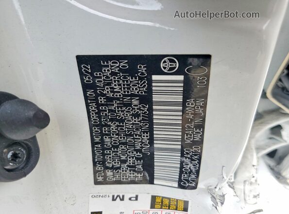 JTND4MBE1N3177342 2022 TOYOTA COROLLA Белый Вид подкапотного пространства