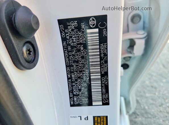 JTND4MBE2P3210092 2023 TOYOTA COROLLA White ძრავის განყოფილების ხედი