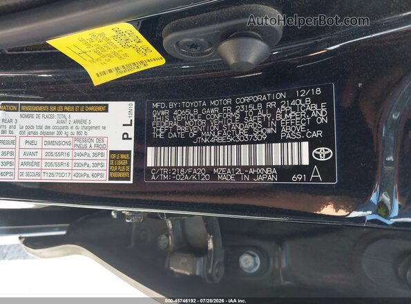 JTNK4RBE5K3037309 2019 TOYOTA COROLLA Black Widok komory silnika