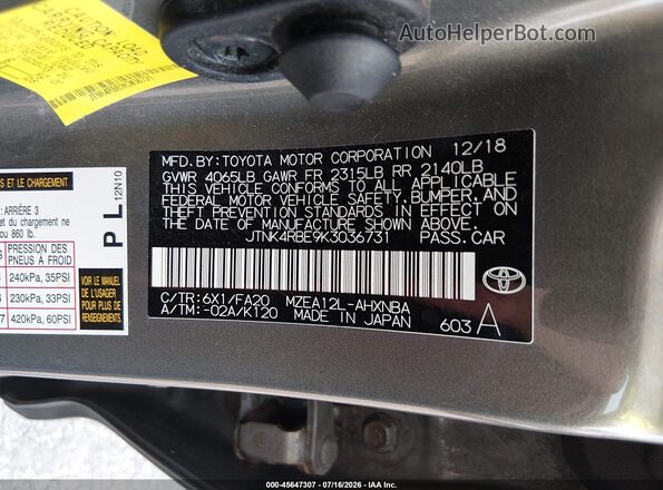 JTNK4RBE9K3036731 2019 TOYOTA COROLLA Green Engine compartment view