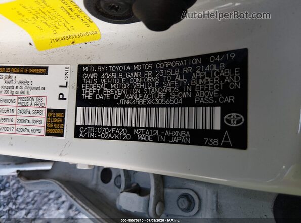 JTNK4RBEXK3056504 2019 TOYOTA COROLLA Silver Widok komory silnika