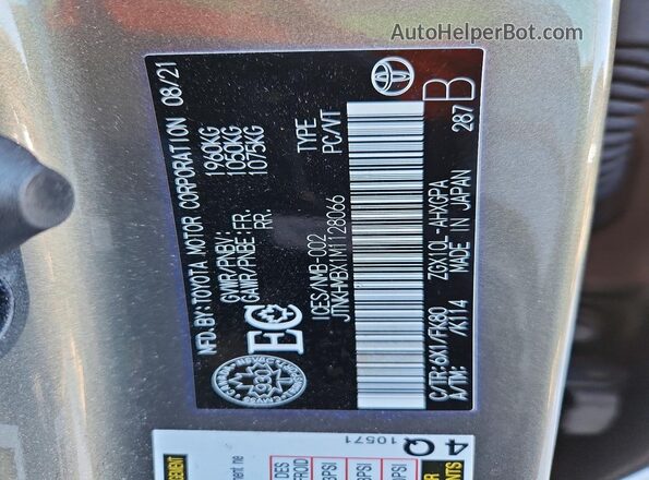 JTNKHMBX1M1128066 2021 TOYOTA C-HR Brown VIN კოდის სტიკერის ხედი