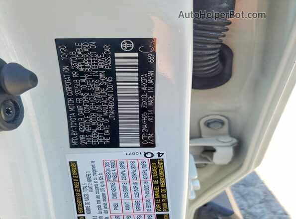 JTNKHMBX2M1100745 2021 TOYOTA C-HR White Engine compartment view