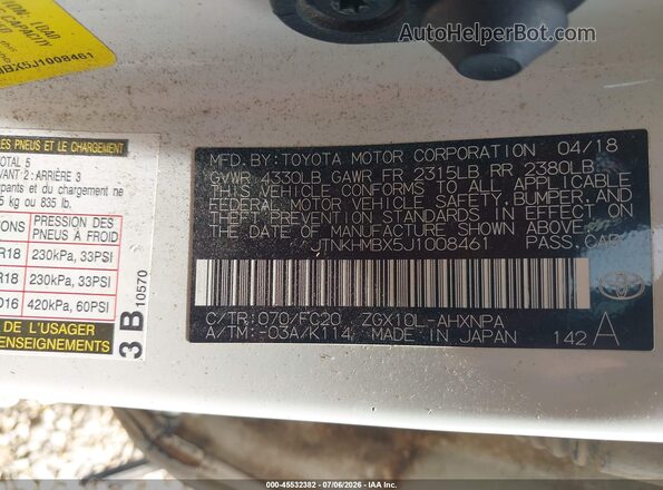 JTNKHMBX5J1008461 2018 TOYOTA C-HR White Engine compartment view
