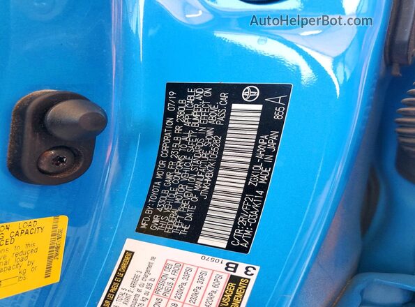 JTNKHMBX7K1055282 2019 TOYOTA C-HR Синий Панорамный вид салона 360°