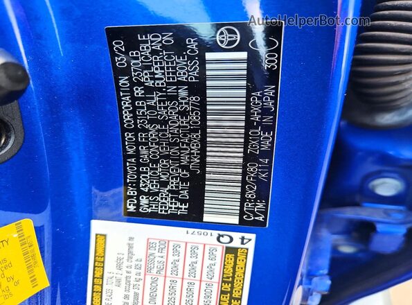 JTNKHMBX8L1085778 2020 TOYOTA C-HR Blue Панорамний вид салону 360°