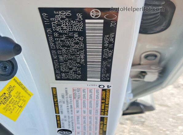 JTNKHMBXXL1069145 2020 TOYOTA C-HR White VIN կոդի պիտակի տեսք