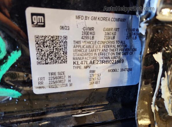 KL47LAE23RB021569 2024 BUICK OTHER Black Вид наклейки з VIN-кодом