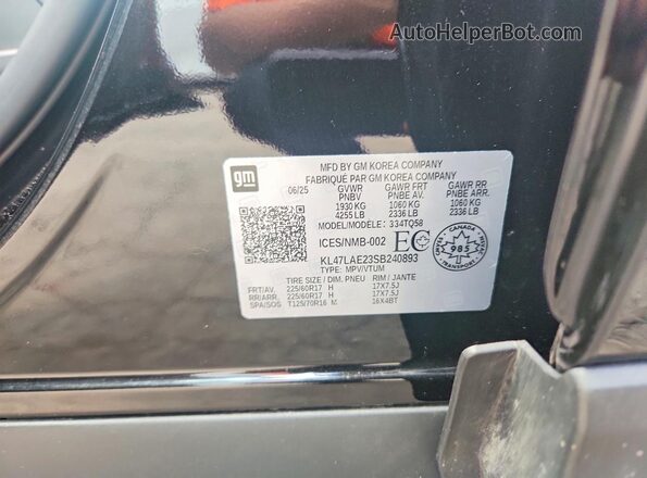 KL47LAE23SB240893 2025 BUICK OTHER Black VIN კოდის სტიკერის ხედი