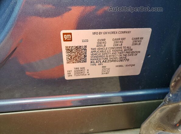 KL47LAE25RB106770 2024 BUICK OTHER Blue Vista interior de 360 grados