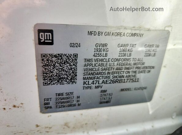 KL47LAE26RB177511 2024 BUICK OTHER Белый Вид наклейки с VIN-кодом