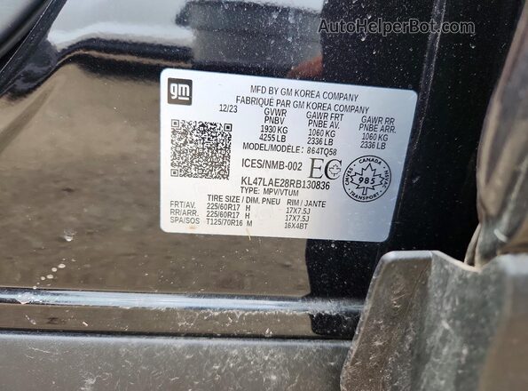 KL47LAE28RB130836 2024 BUICK OTHER Black VIN კოდის სტიკერის ხედი