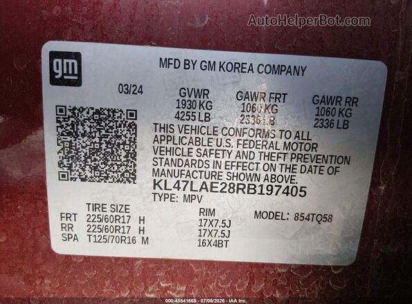 KL47LAE28RB197405 2024 BUICK OTHER Maroon Vista del compartimento del motor