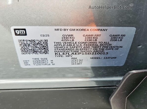 KL47LAEP1SB210013 2025 BUICK OTHER Gray Vista interior de 360 grados