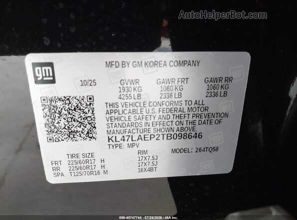 KL47LAEP2TB098646 2026 BUICK OTHER Черный Вид подкапотного пространства
