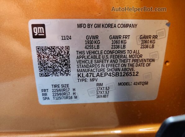 KL47LAEP4SB126512 2025 BUICK OTHER Orange ძრავის განყოფილების ხედი