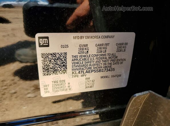KL47LAEP5SB173435 2025 BUICK OTHER Black Vista de la etiqueta del VIN