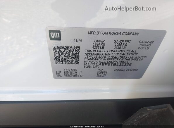 KL47LAEP5TB121336 2026 BUICK OTHER White Widok komory silnika