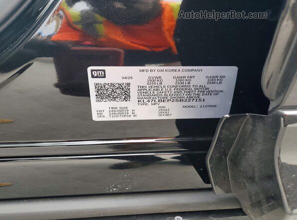 KL47LBEP2SB227151 2025 BUICK OTHER Black Вид наклейки з VIN-кодом