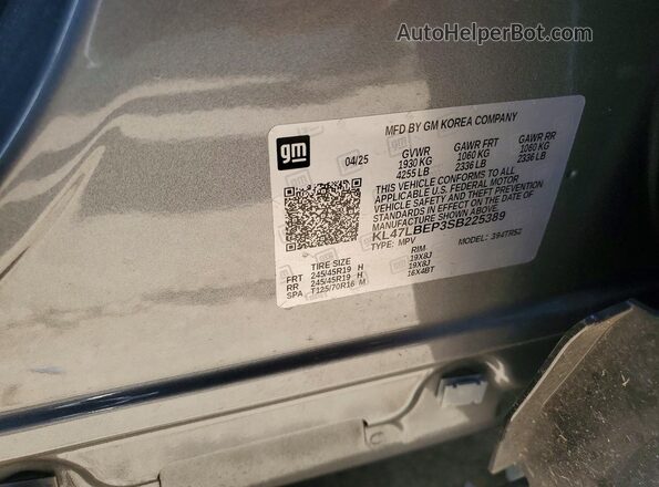 KL47LBEP3SB225389 2025 BUICK OTHER Gray Вид наклейки з VIN-кодом