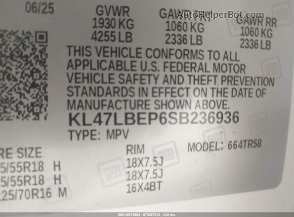 KL47LBEP6SB236936 2025 BUICK OTHER White Vista del compartimento del motor