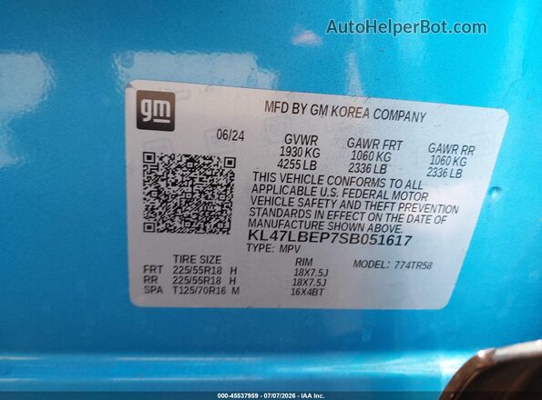 KL47LBEP7SB051617 2025 BUICK OTHER Blue Widok komory silnika