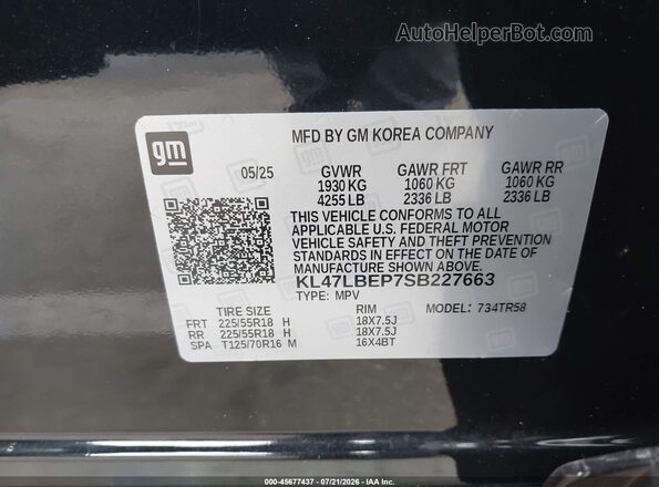 KL47LBEP7SB227663 2025 BUICK OTHER Black Vista del compartimento del motor