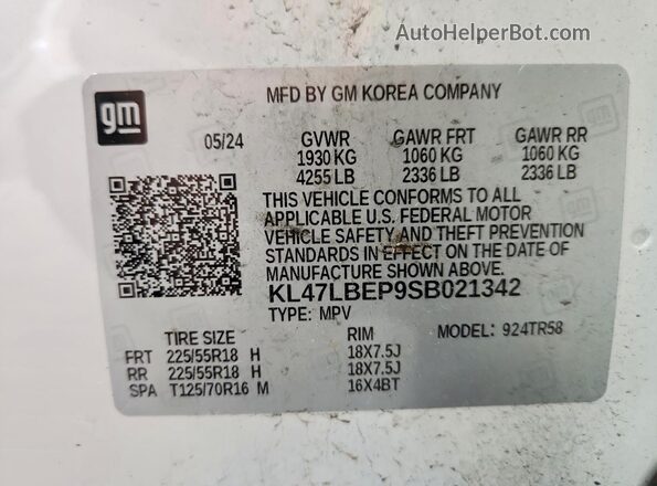 KL47LBEP9SB021342 2025 BUICK OTHER Белый Вид наклейки с VIN-кодом