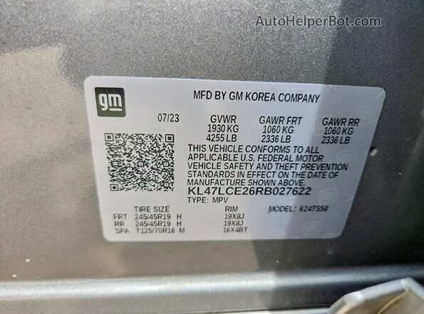 KL47LCE26RB027622 2024 BUICK OTHER Серый Вид наклейки с VIN-кодом