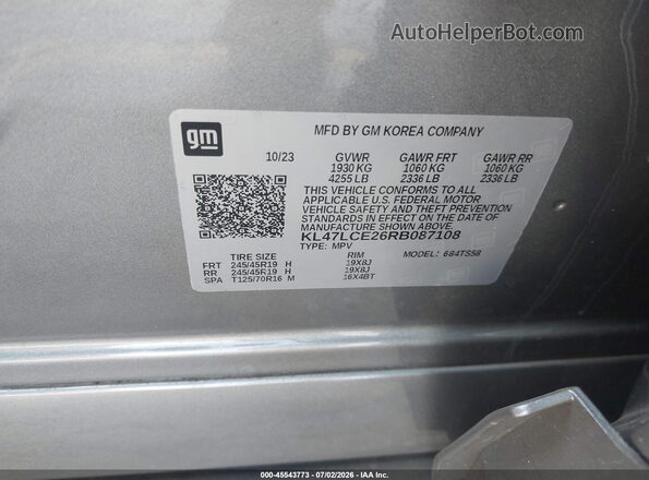 KL47LCE26RB087108 2024 BUICK OTHER Gray Widok komory silnika