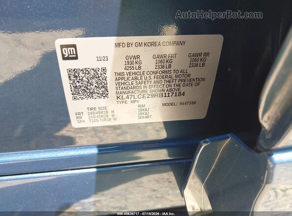 KL47LCE29RB117184 2024 BUICK OTHER Blue Engine compartment view