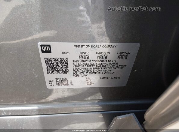 KL47LCEP9SB171117 2025 BUICK OTHER Silver Engine compartment view