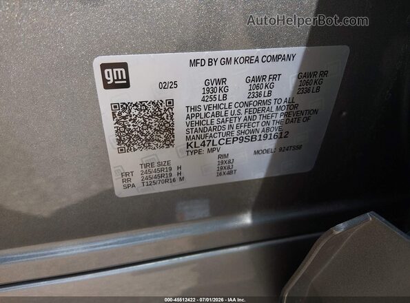 KL47LCEP9SB191612 2025 BUICK OTHER Silver Engine compartment view