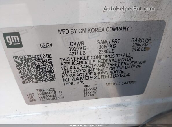 KL4AMBS21RB182614 2024 BUICK ENCORE White Вид підкапотного простору