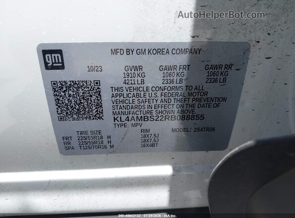 KL4AMBS22RB088855 2024 BUICK ENCORE White Vista del compartimento del motor