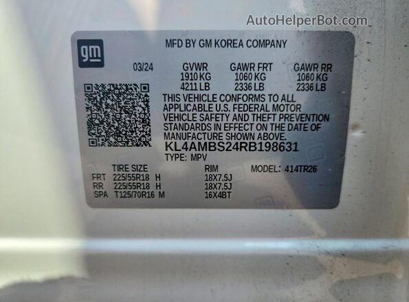 KL4AMBS24RB198631 2024 BUICK ENCORE White Widok wnętrza 360 stopni