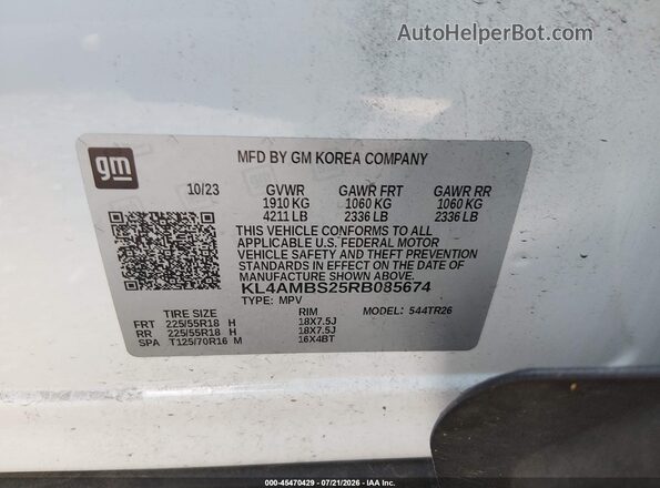 KL4AMBS25RB085674 2024 BUICK ENCORE White Вид підкапотного простору