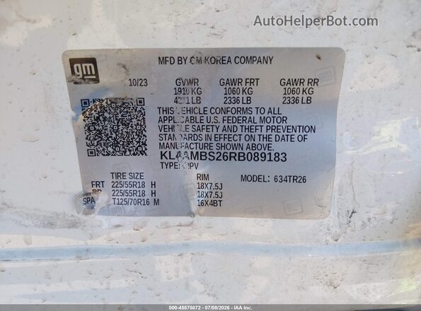KL4AMBS26RB089183 2024 BUICK ENCORE White ძრავის განყოფილების ხედი