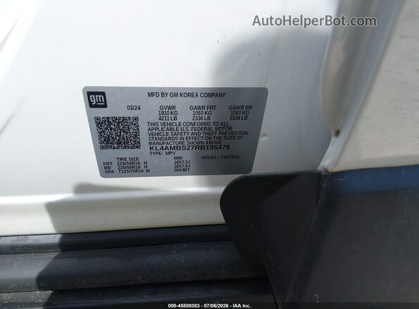 KL4AMBS27RB195478 2024 BUICK ENCORE White Widok komory silnika