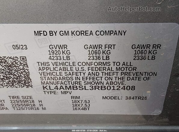 KL4AMBSL3RB012408 2024 BUICK ENCORE Gray Вид підкапотного простору