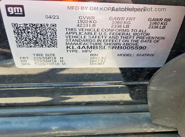KL4AMBSL5RB005590 2024 BUICK ENCORE Black VIN կոդի պիտակի տեսք