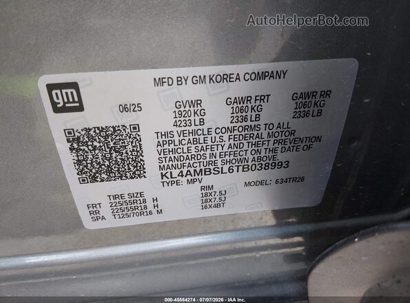 KL4AMBSL6TB038993 2026 BUICK ENCORE Blue ძრავის განყოფილების ხედი