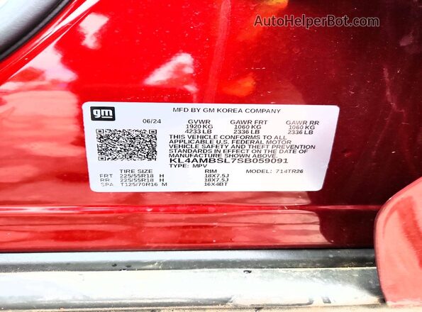 KL4AMBSL7SB059091 2025 BUICK ENCORE Burgundy Շարժիչի բաժամունքի տեսք