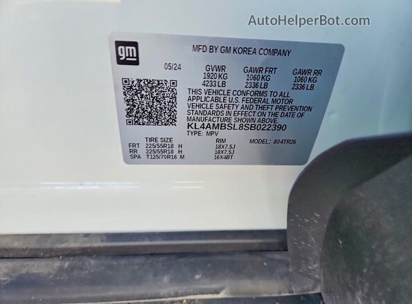 KL4AMBSL8SB022390 2025 BUICK ENCORE White ძრავის განყოფილების ხედი