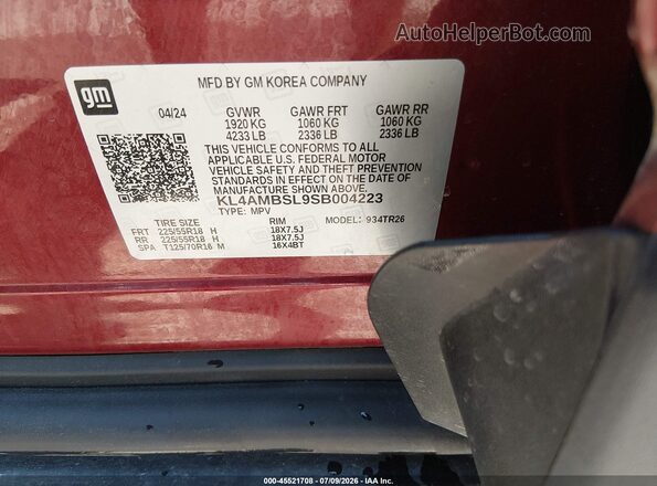 KL4AMBSL9SB004223 2025 BUICK ENCORE Maroon Widok komory silnika